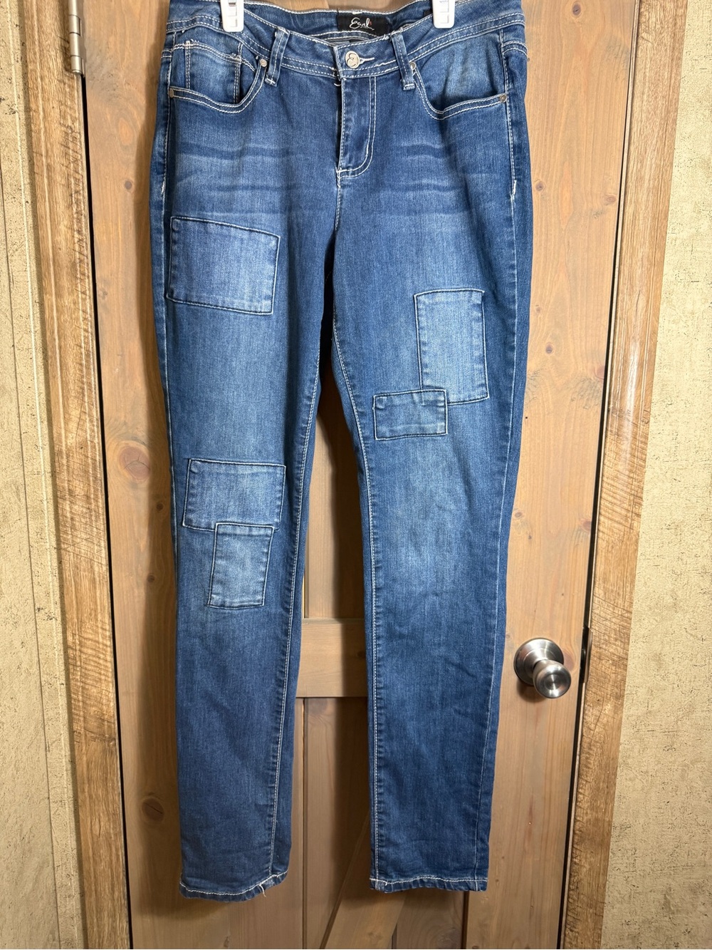 Earl Jeans Women's Blue Patchwork Skinny Jeans